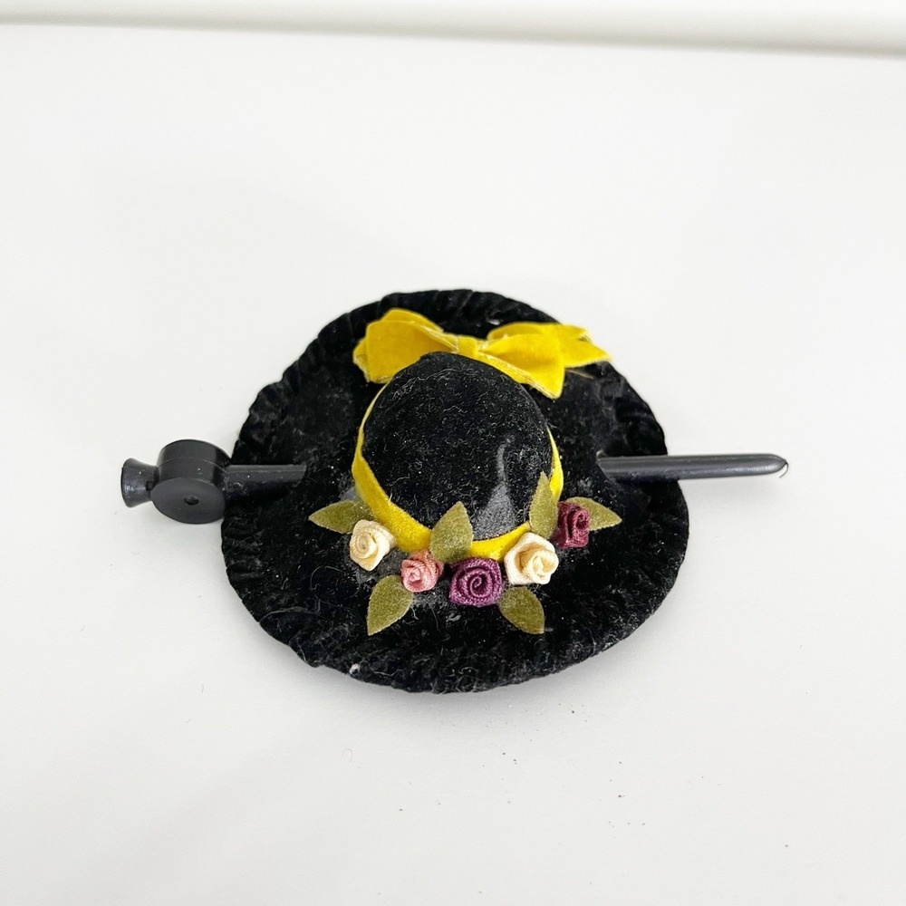 Vintage 80s 90s Victorian Hair Clip Accessory Felt Tiny Hat Cottagecore Bespoke